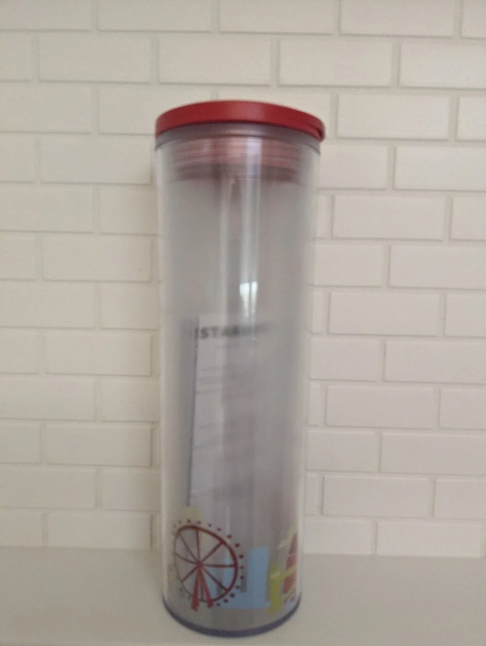 Starbucks London Big Ben 8 3/4” Double Wall Plastic Travel Tumbler 16 oz